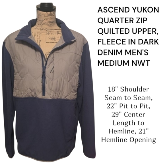 Ascend Yukon Quarter Zip Fleece in Dark Denim Men's Medium, Nwt - Picture 1 of 10